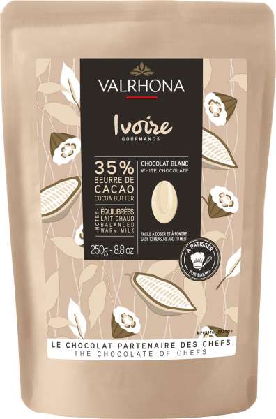 VALRHONA Weiße Schokolade Drops Blanc Ivoire 35% 250 g