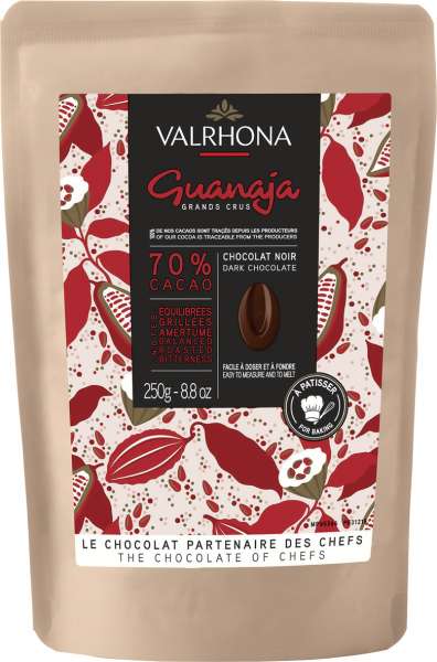 VALRHONA Dunkle Schokolade Noir Guanaja Drops 70% 250g