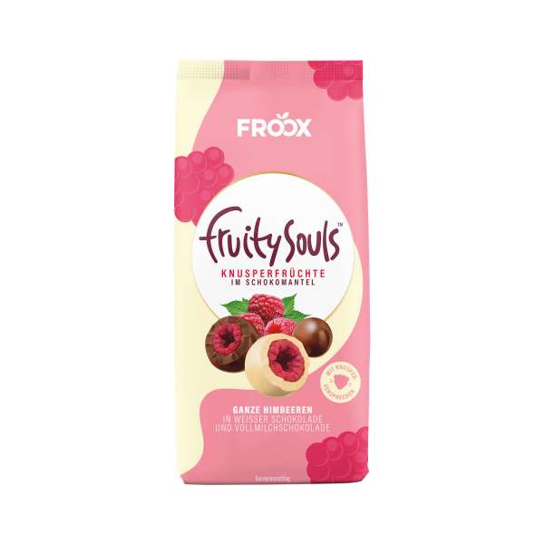 FruitySouls Ganze Himbeeren in weißer und Vollmilch-Schokolade 100g